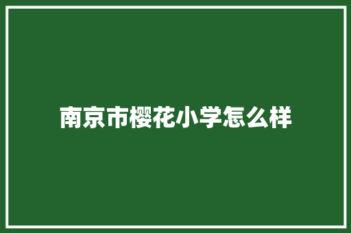南京市樱花小学怎么样 简历