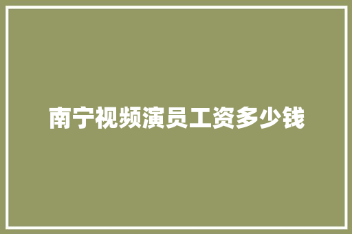 南宁视频演员工资多少钱 担保书