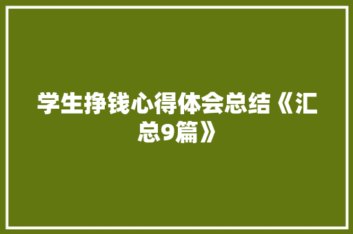 学生挣钱心得体会总结《汇总9篇》 公证书