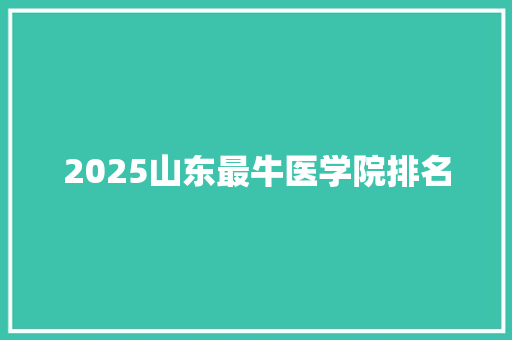 2025山东最牛医学院排名 个人写作