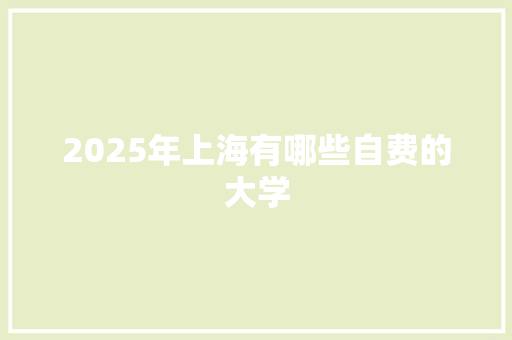 2025年上海有哪些自费的大学 保证书