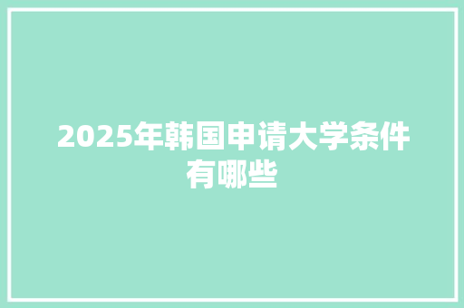 2025年韩国申请大学条件有哪些 论文