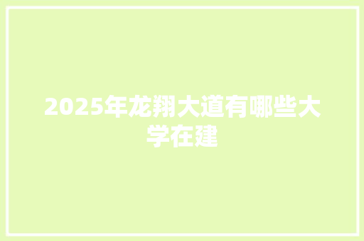 2025年龙翔大道有哪些大学在建 个人写作