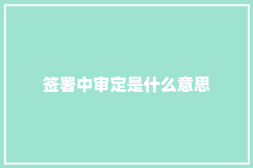 签署中审定是什么意思 策划方案