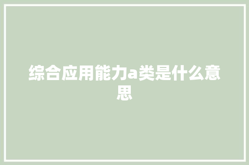 综合应用能力a类是什么意思 英文简历