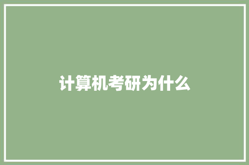计算机考研为什么 社会论文