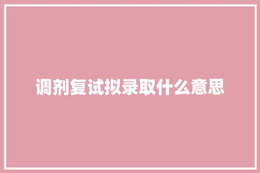 调剂复试拟录取什么意思 简历资料
