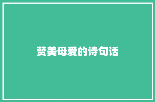 赞美母爱的诗句话 社会论文