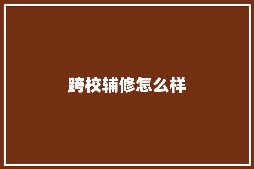 跨校辅修怎么样 保证书