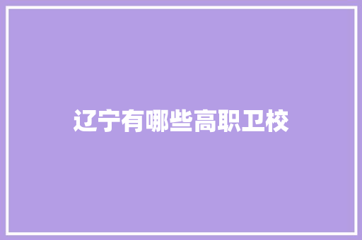 辽宁有哪些高职卫校 简历