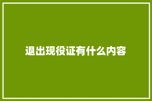 退出现役证有什么内容 办公写作