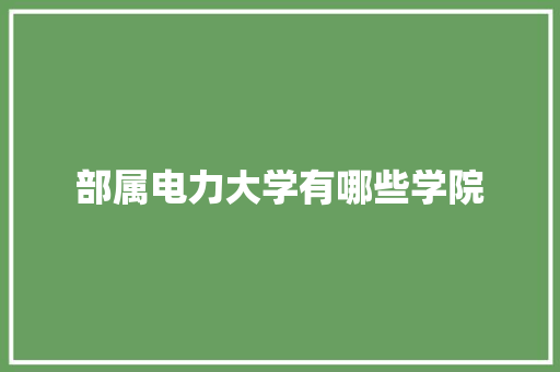 部属电力大学有哪些学院 条剧书信