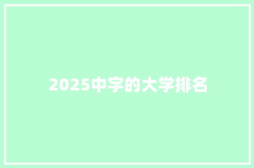 2025中字的大学排名 管理论文