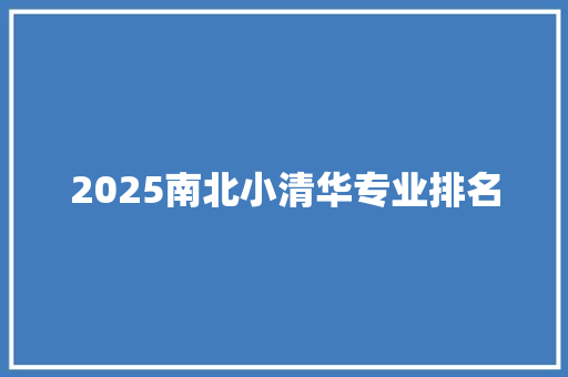 2025南北小清华专业排名 英文简历