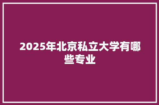 2025年北京私立大学有哪些专业 毕业设计