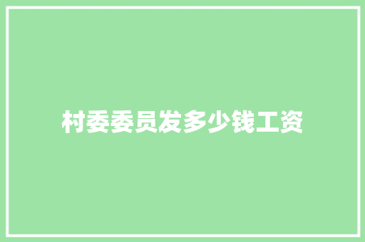 村委委员发多少钱工资 文秘写作