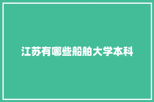 江苏有哪些船舶大学本科 办公写作