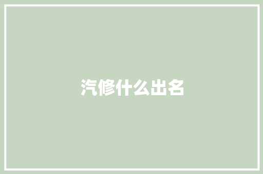汽修什么出名 表扬书