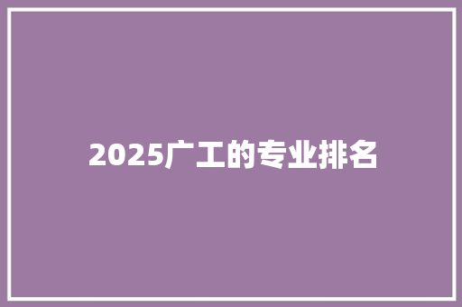 2025广工的专业排名 个人简历
