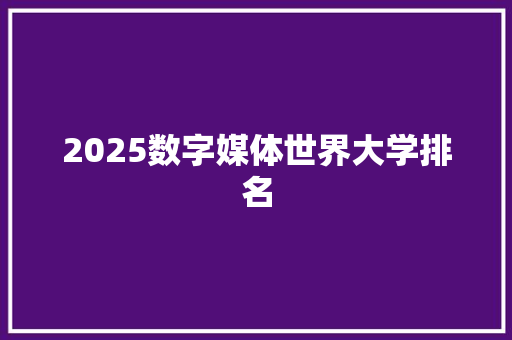 2025数字媒体世界大学排名 文秘写作