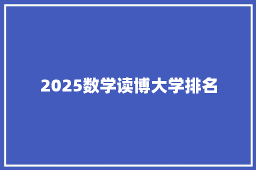 2025数学读博大学排名 社会论文