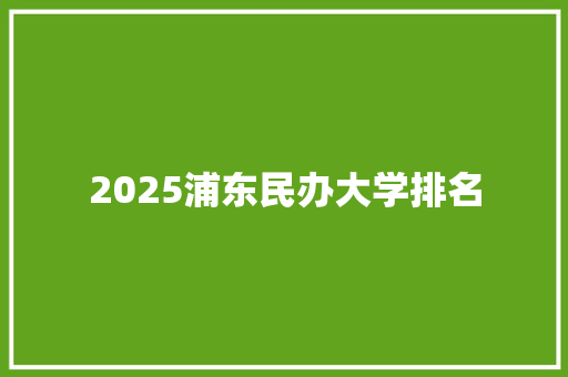 2025浦东民办大学排名 社会论文