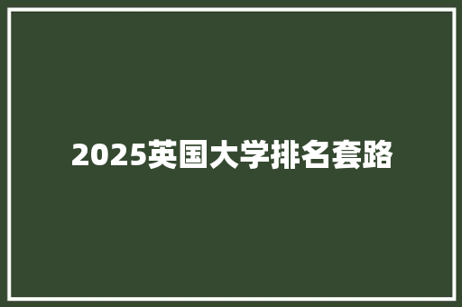 2025英国大学排名套路 简历