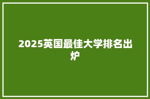 2025英国最佳大学排名出炉 文秘写作