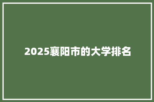 2025襄阳市的大学排名 个人写作