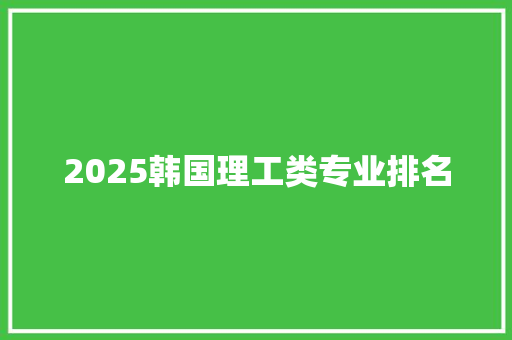 2025韩国理工类专业排名 个人简历