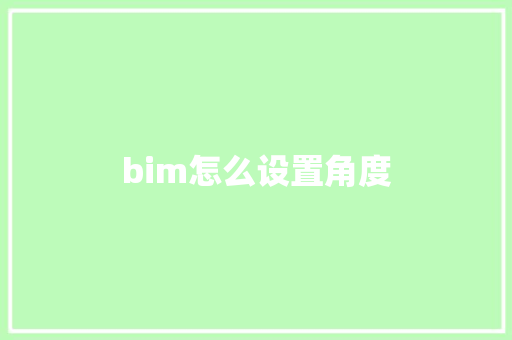 bim怎么设置角度 文秘写作