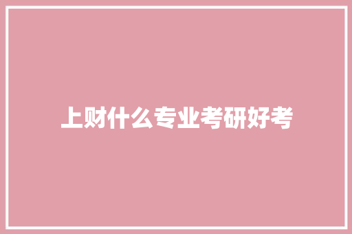 上财什么专业考研好考 论文
