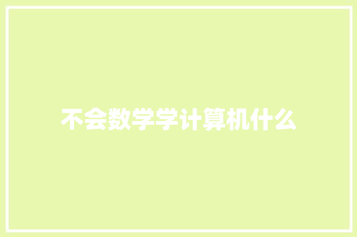 不会数学学计算机什么 个人写作