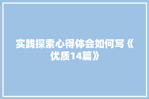 实践探索心得体会如何写《优质14篇》 教育论文