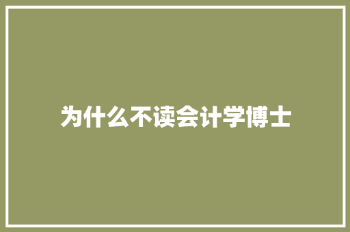 为什么不读会计学博士 办公写作