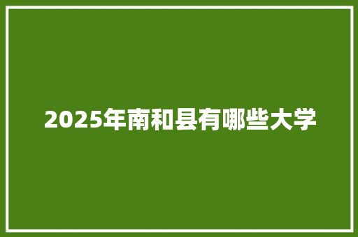 2025年南和县有哪些大学 个人简历