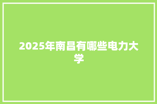 2025年南昌有哪些电力大学 计算机论文