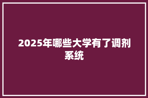2025年哪些大学有了调剂系统 简历