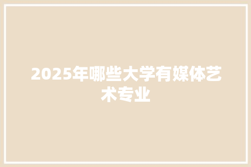 2025年哪些大学有媒体艺术专业 简历资料