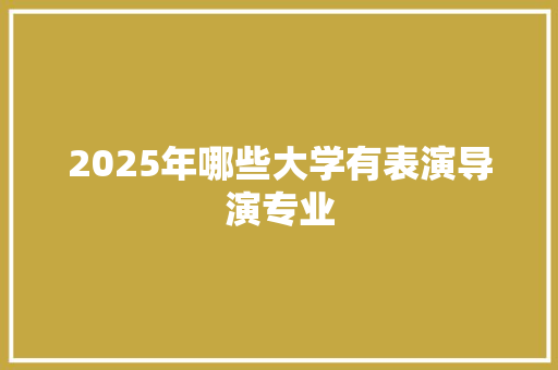 2025年哪些大学有表演导演专业 策划方案