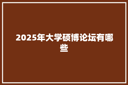 2025年大学硕博论坛有哪些 计算机论文