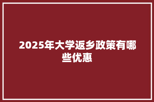2025年大学返乡政策有哪些优惠 简历资料