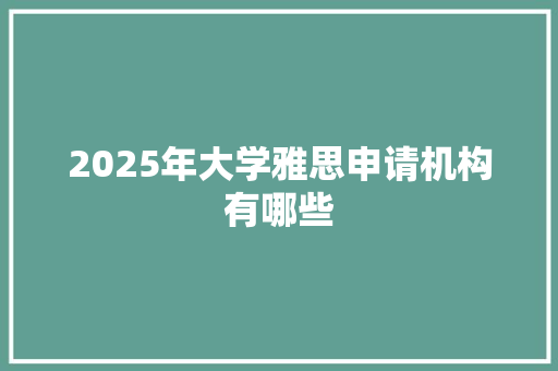 2025年大学雅思申请机构有哪些 策划方案