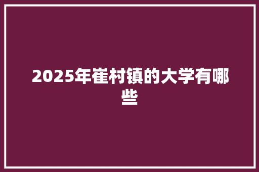 2025年崔村镇的大学有哪些 简历资料