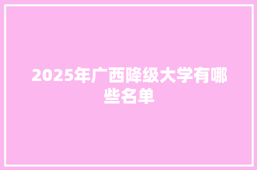 2025年广西降级大学有哪些名单 计算机论文