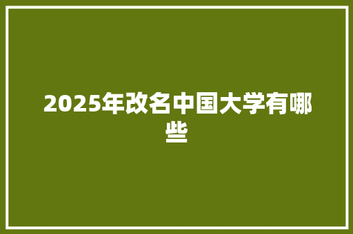 2025年改名中国大学有哪些 社会论文
