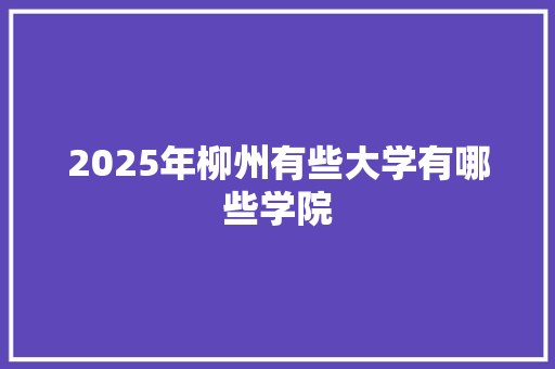2025年柳州有些大学有哪些学院 计算机论文