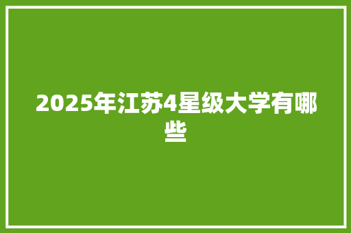 2025年江苏4星级大学有哪些 教育论文