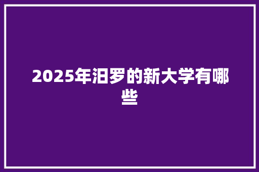 2025年汨罗的新大学有哪些 毕业设计