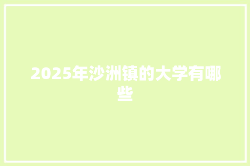 2025年沙洲镇的大学有哪些 论文